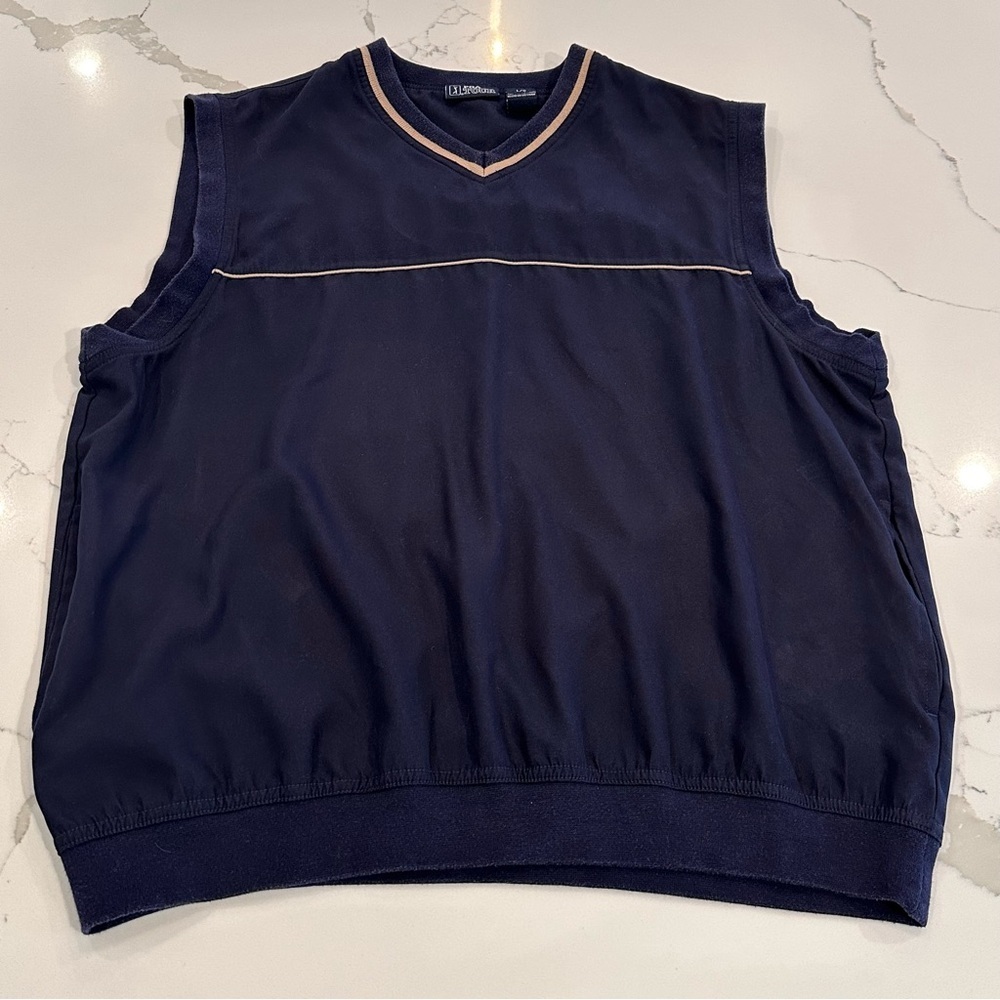 PGA Tour Navy Blue Golf Vest Men’s L Windbreaker Pullover Preppy Lightweight